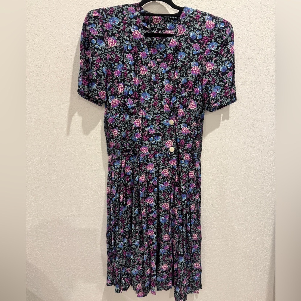 Vintage Floral Black Dress